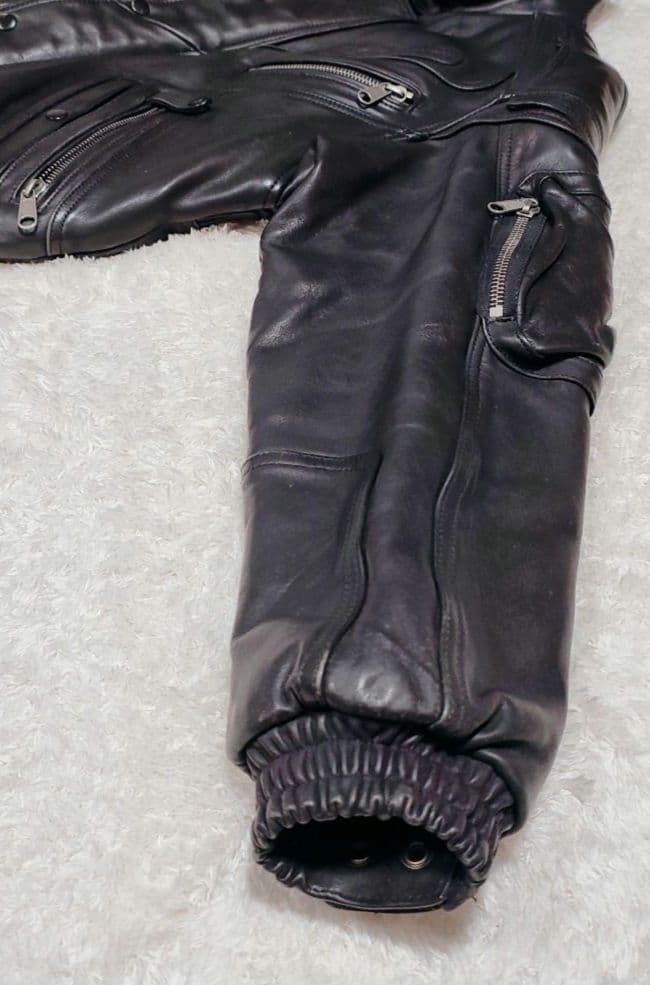 KISS RACING 本革 ライダースジャケット ブラック