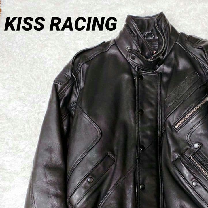 KISS RACING 本革 ライダースジャケット ブラック