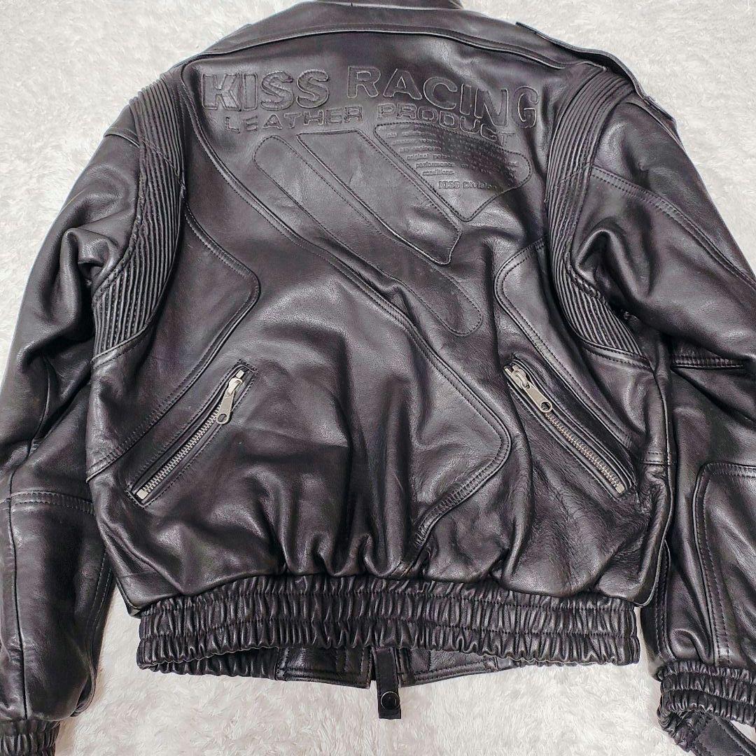 KISS RACING 本革 ライダースジャケット ブラック