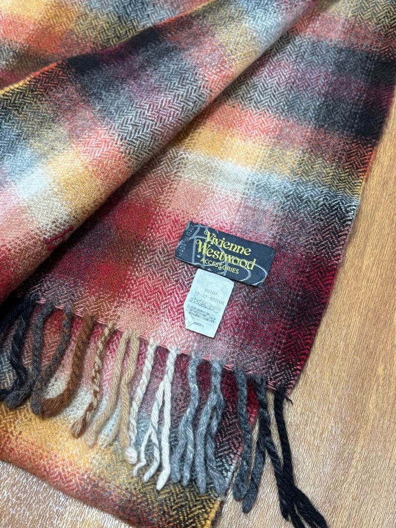 vivian westwood 赤チェック　マフラー