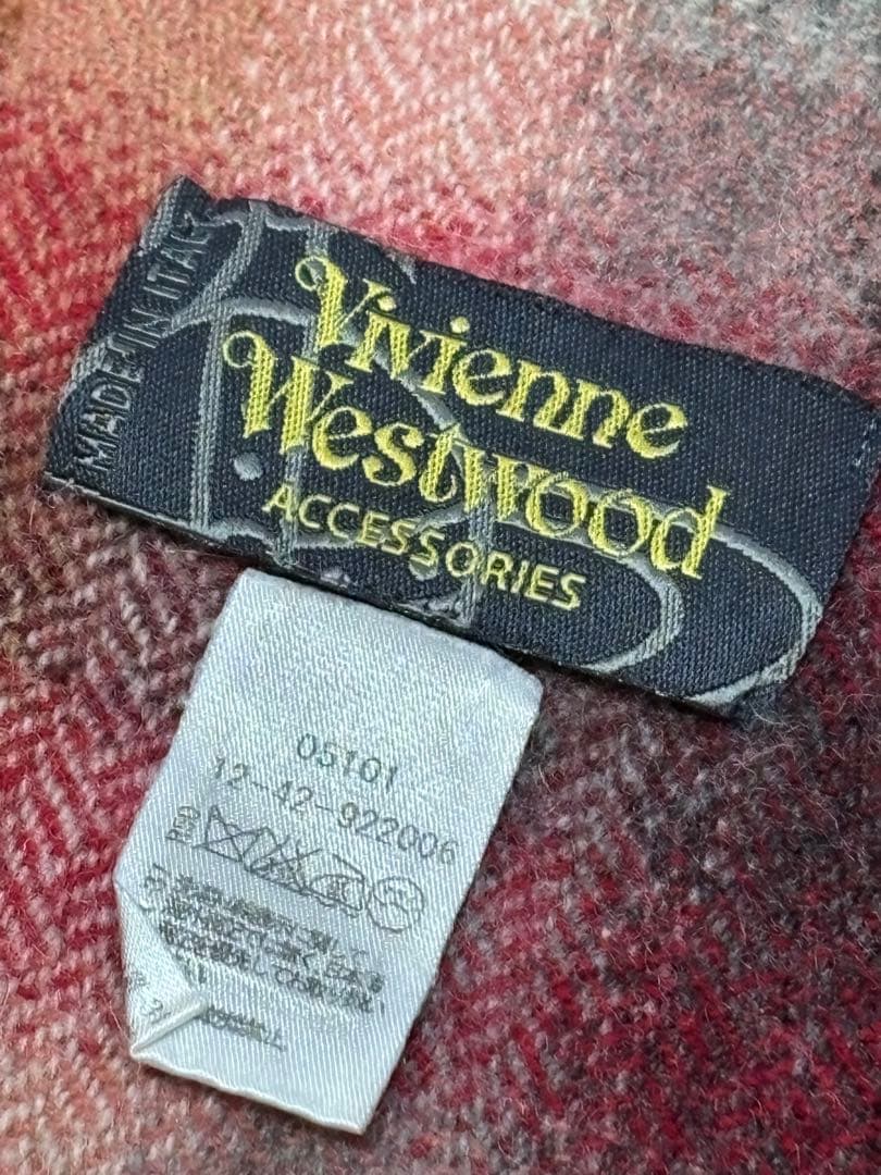 vivian westwood 赤チェック　マフラー