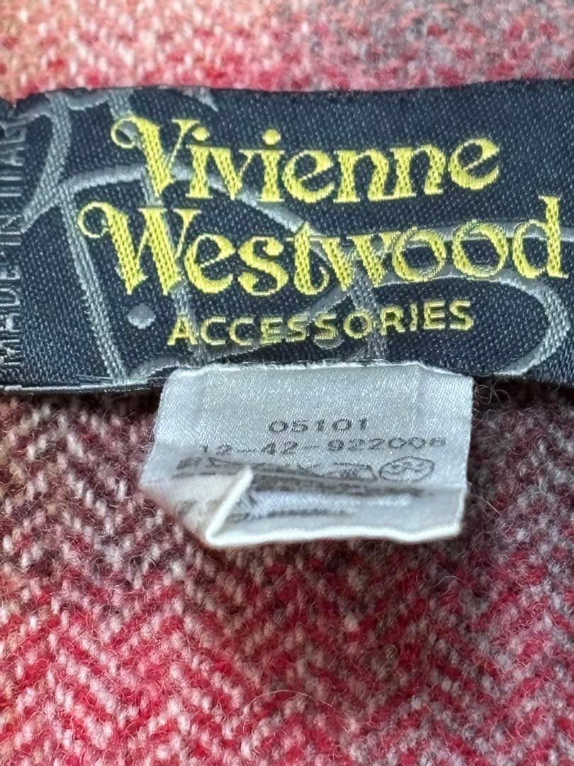 vivian westwood 赤チェック　マフラー