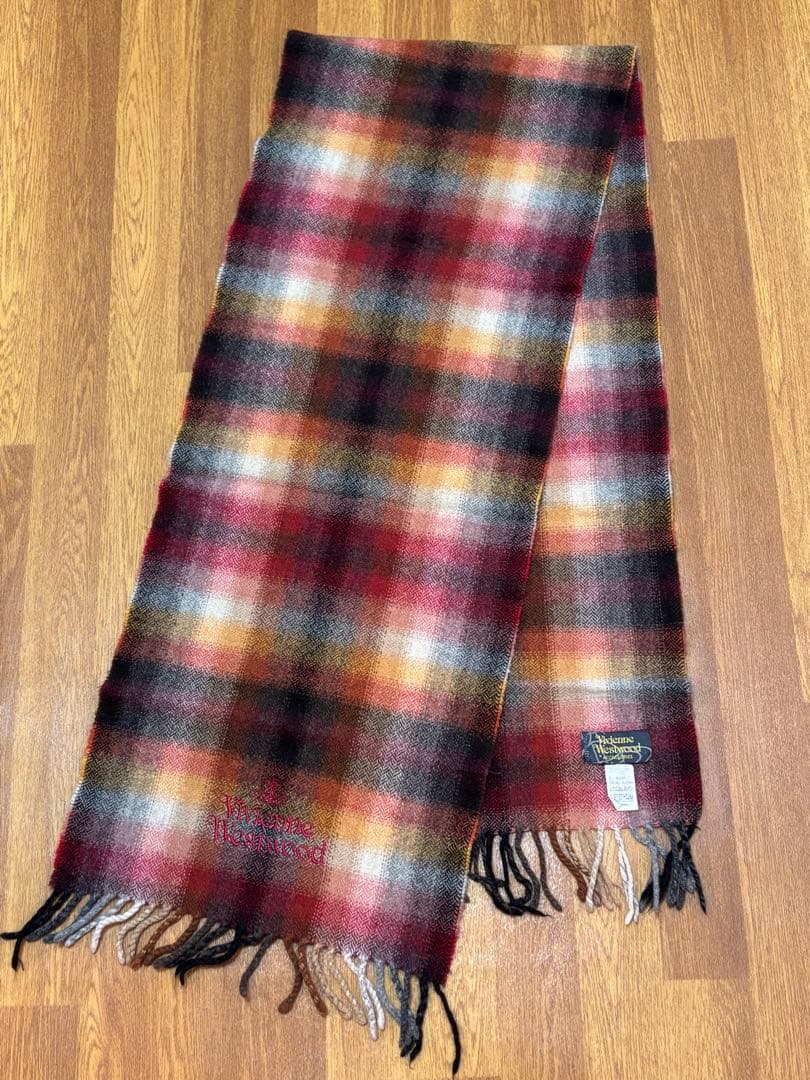 vivian westwood 赤チェック　マフラー