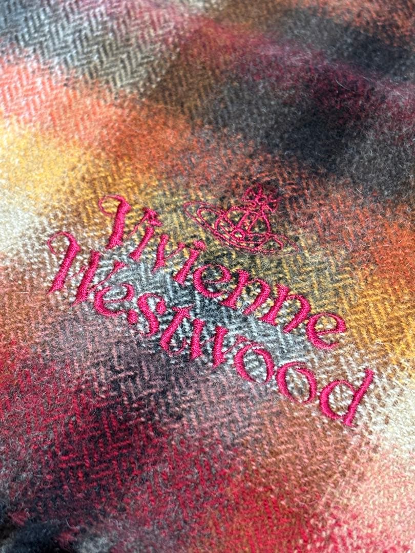 vivian westwood 赤チェック　マフラー