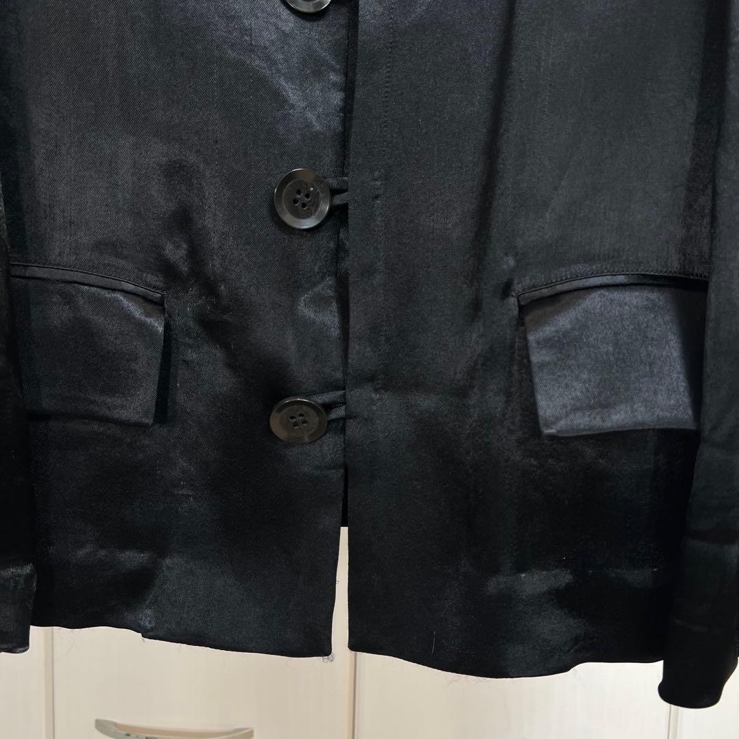 Y's レーヨンサテン ピークドラペル テーラードジャケット ブラック