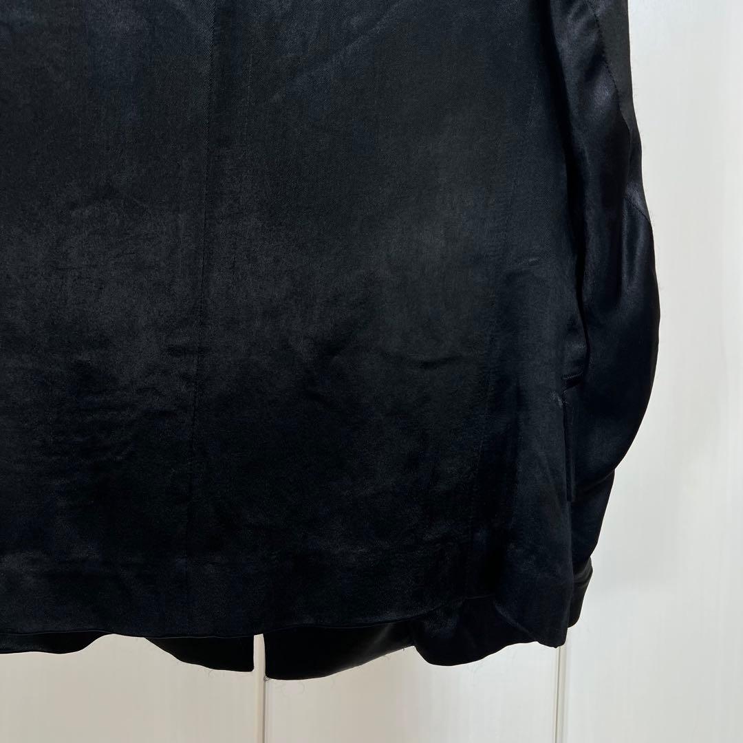 Y's レーヨンサテン ピークドラペル テーラードジャケット ブラック