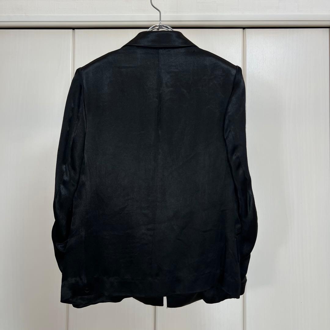 Y's レーヨンサテン ピークドラペル テーラードジャケット ブラック