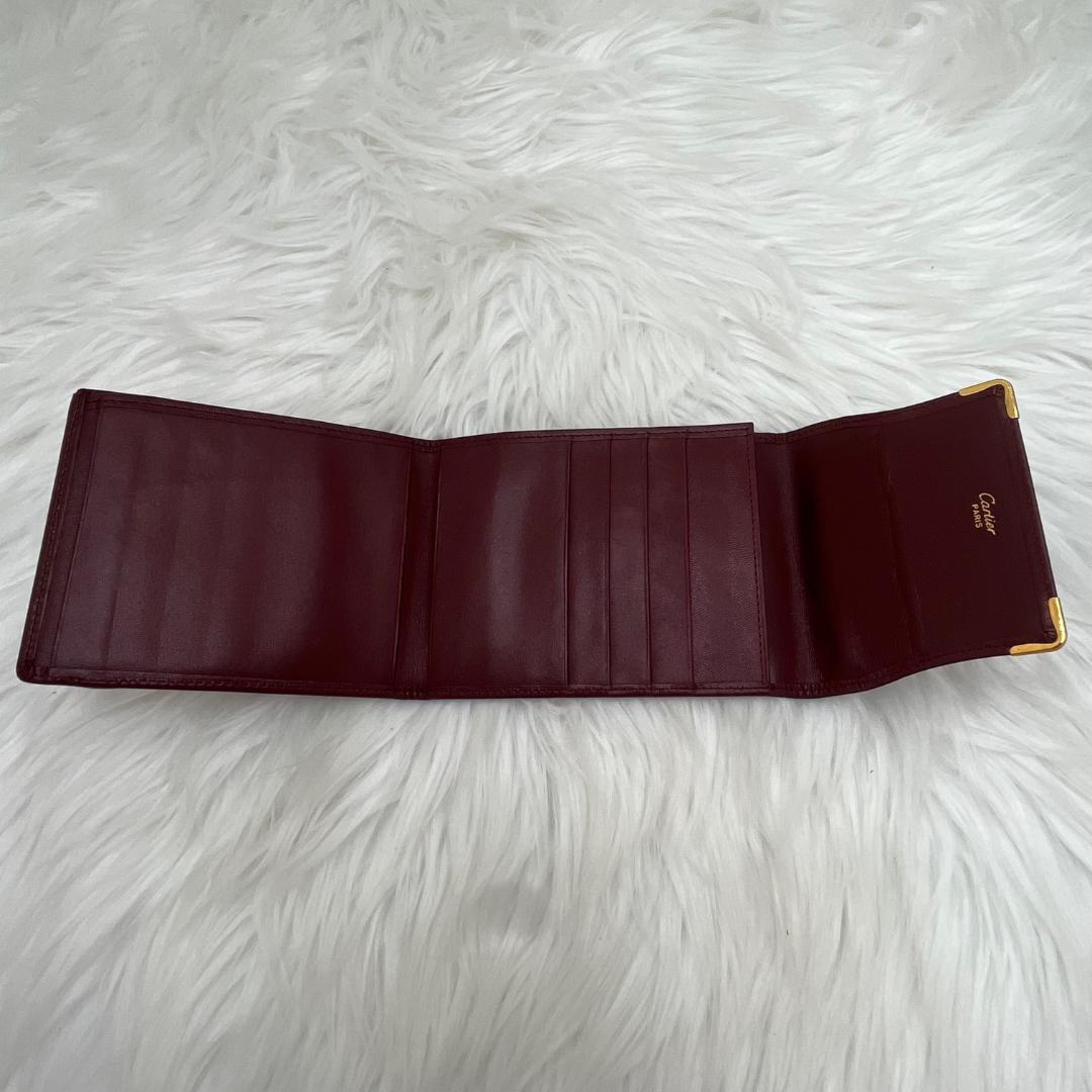 未使用級✨カルティエ　Cartier 三つ折り財布 マストライン　レザー
