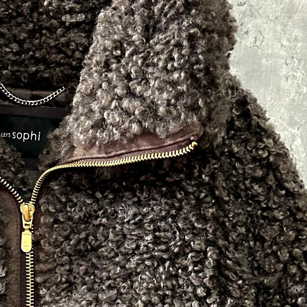 NOLLEY'S ノーリーズフェイクシープファーショートブルゾン/華やか/美品