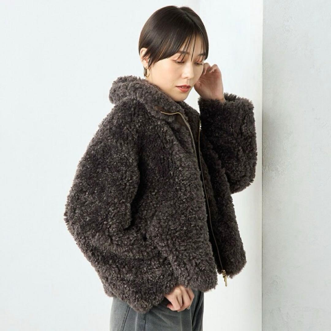 NOLLEY'S ノーリーズフェイクシープファーショートブルゾン/華やか/美品