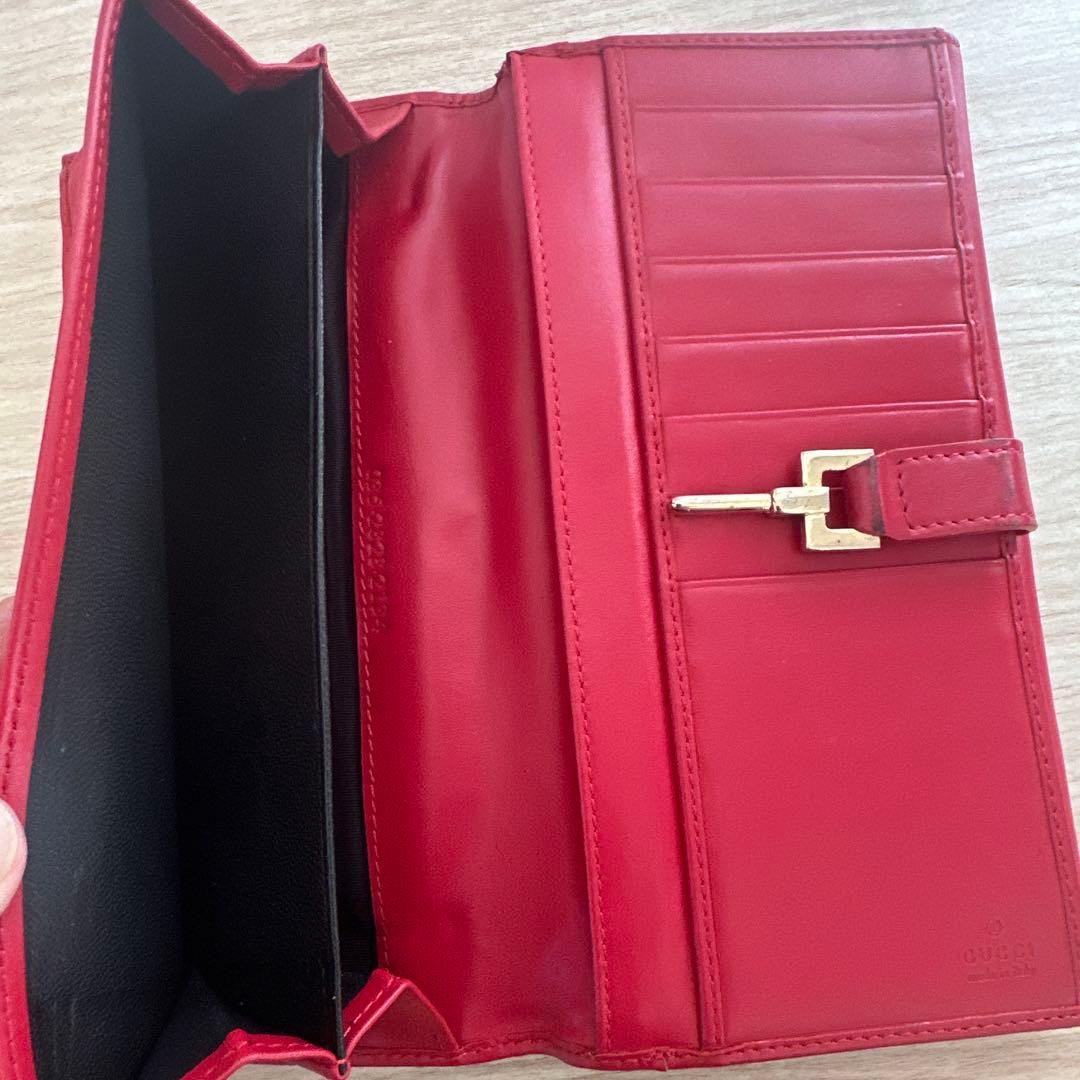 なんじゃ　GUCCI GGキャンバス 長財布 ベージュ/レッド