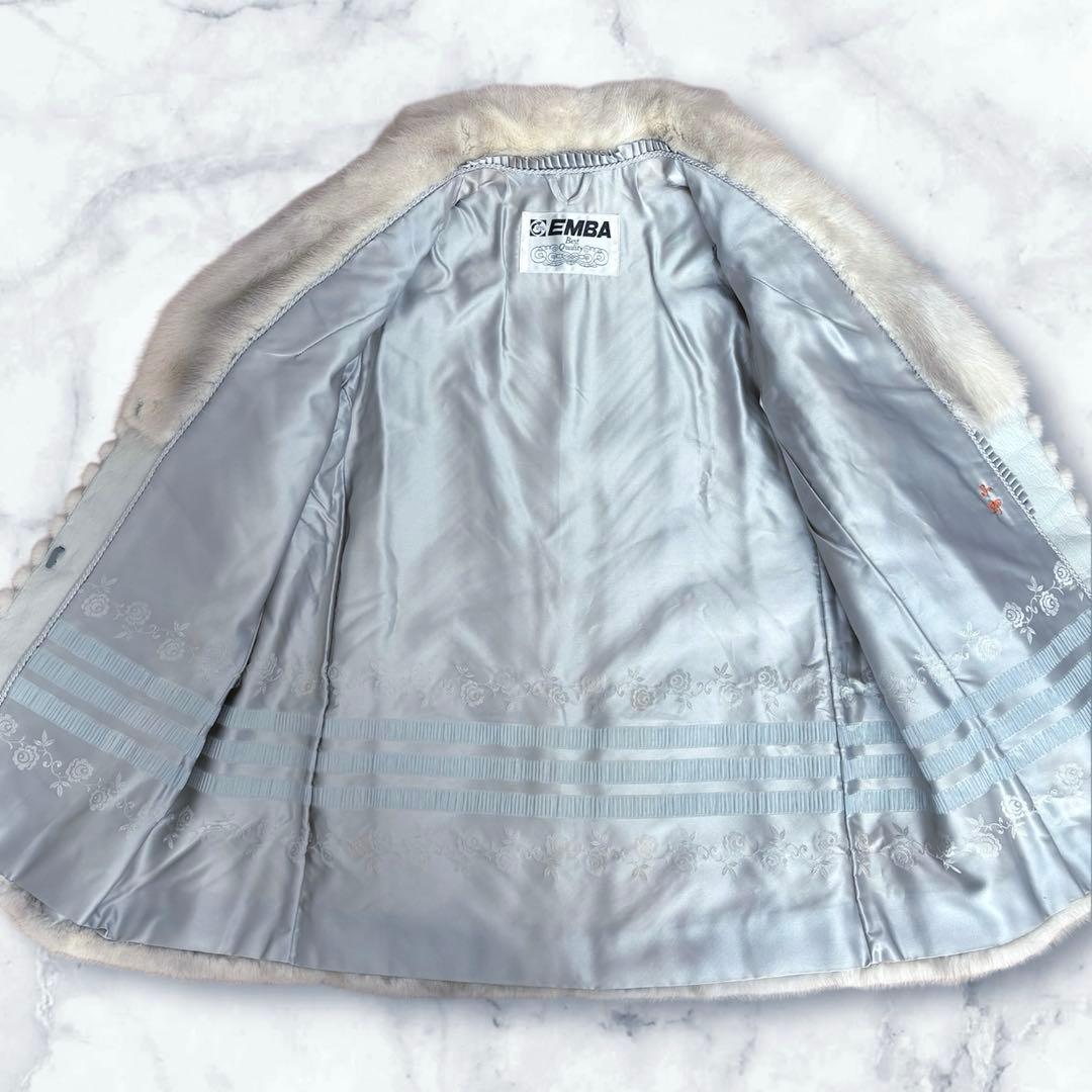 高級✨EMBA エンバ　ヴァイオレットミンク　毛皮ハーフコート　刺繍　11号