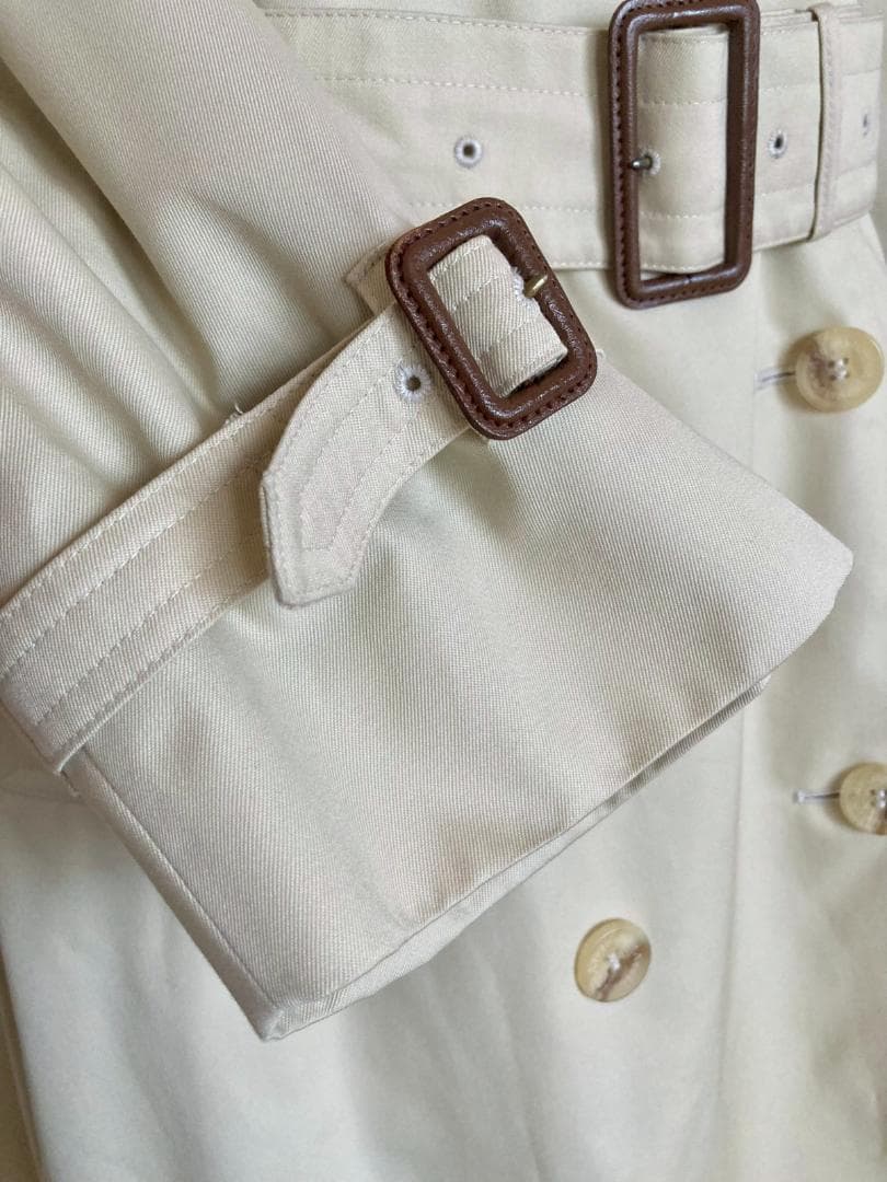 アクアスキュータム ロングトレンチコート チェック ライトベージュ L