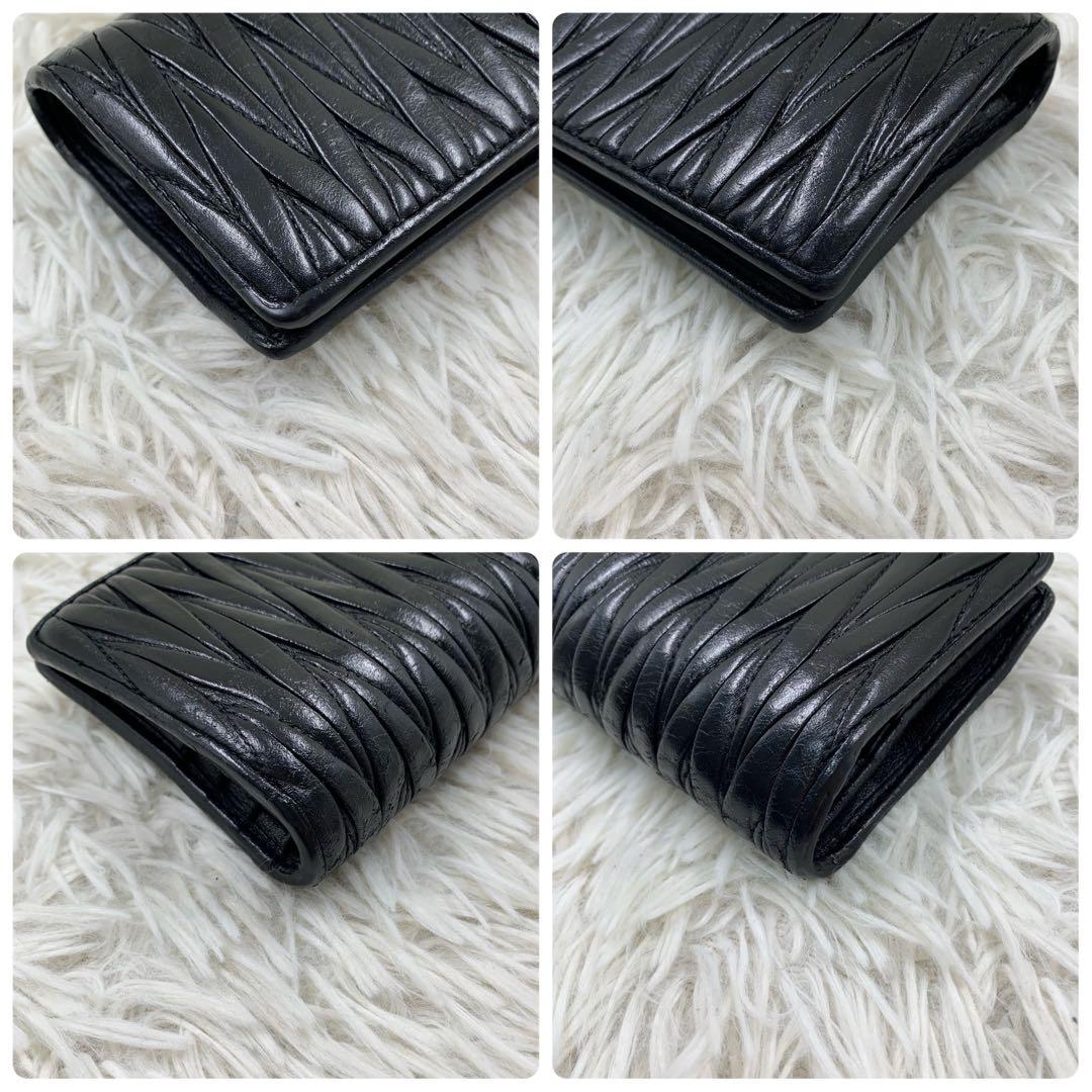 【✨美品✨】ミュウミュウ 二つ折り財布 マテラッセ パール ビジュー ブラック