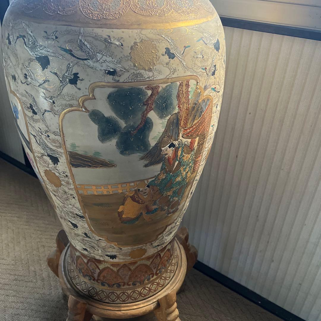 大型陶器花瓶 金箔装飾付き