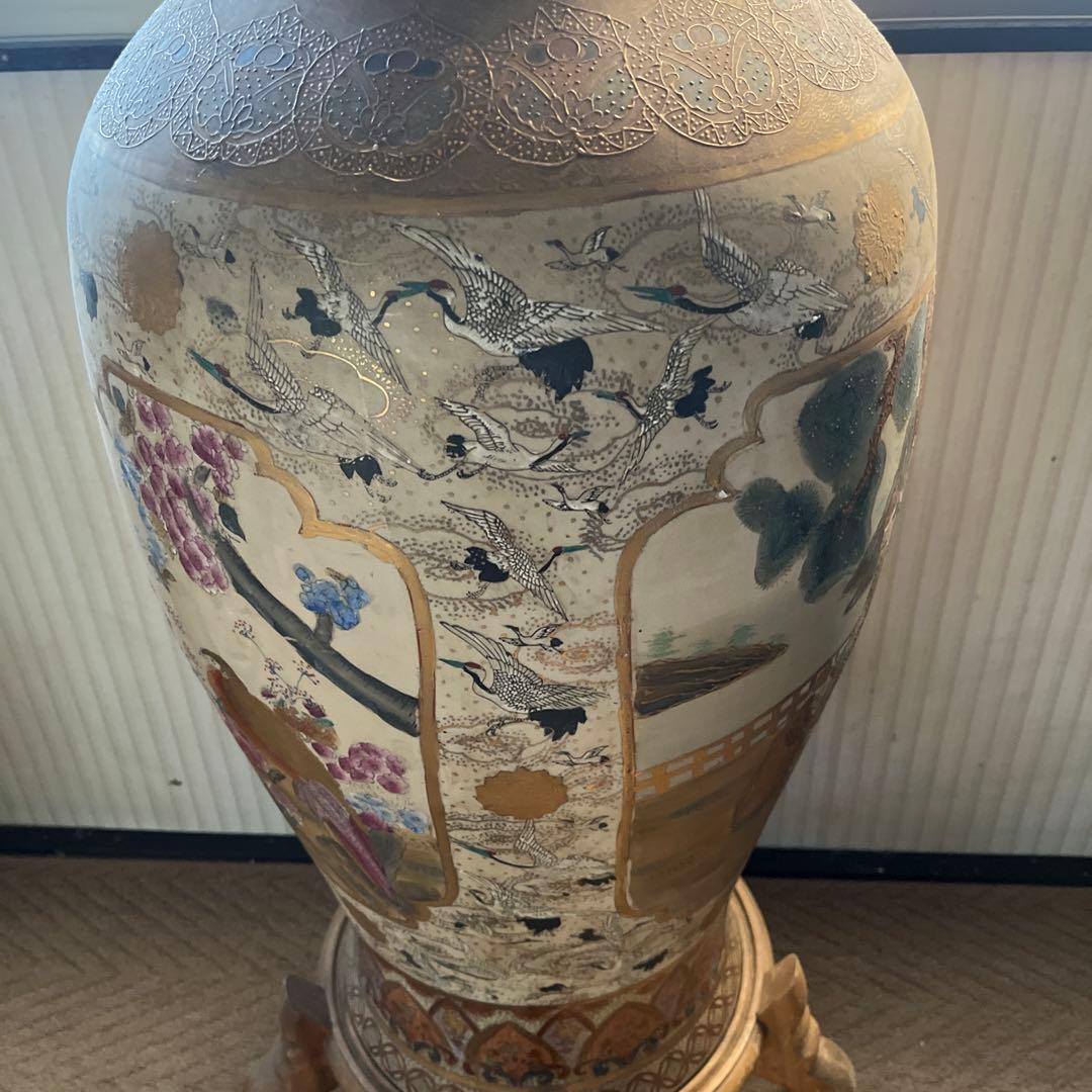 大型陶器花瓶 金箔装飾付き