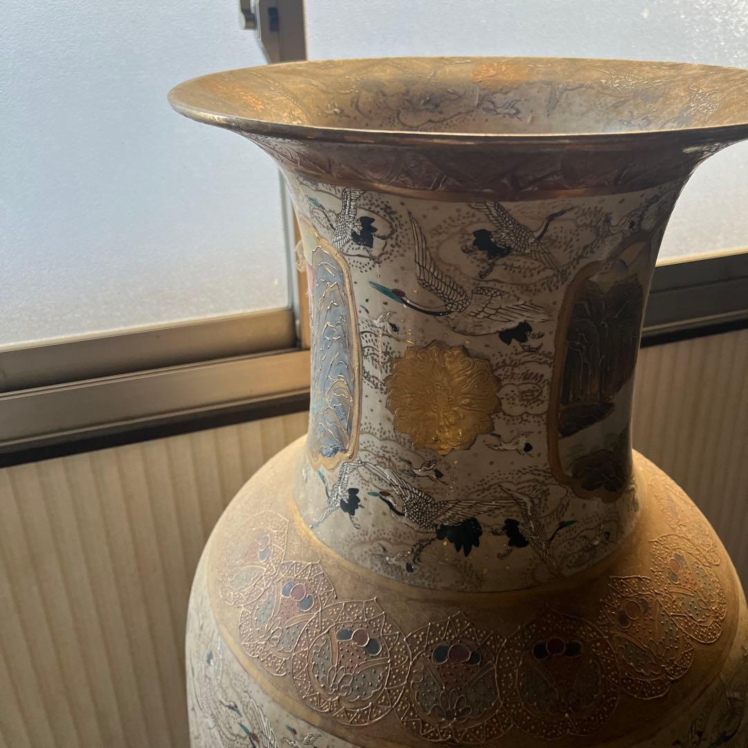 大型陶器花瓶 金箔装飾付き