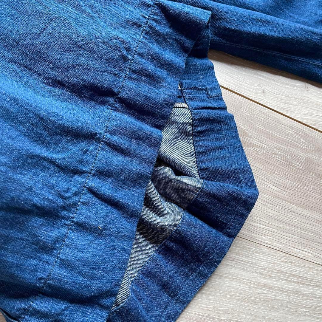 45R 軽い ウエストゴム インディゴ リネンブレンド キュロット 45rpm