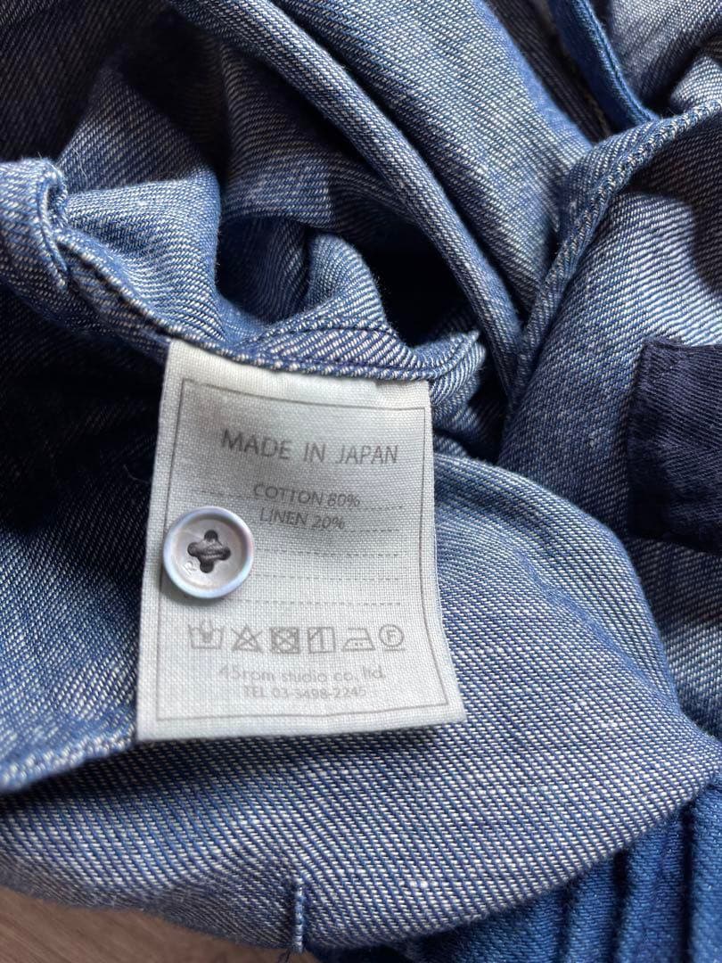 45R 軽い ウエストゴム インディゴ リネンブレンド キュロット 45rpm