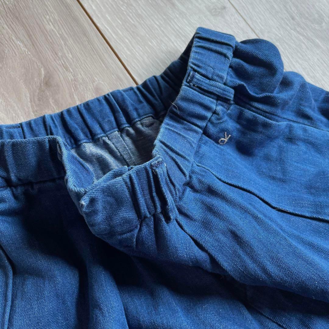 45R 軽い ウエストゴム インディゴ リネンブレンド キュロット 45rpm