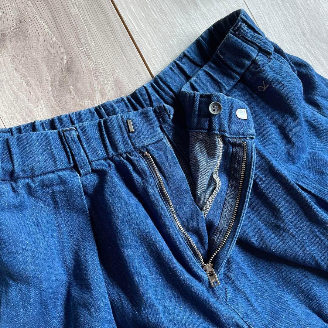 45R 軽い ウエストゴム インディゴ リネンブレンド キュロット 45rpm