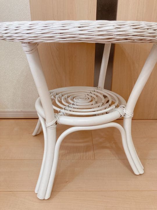 美品　籐　ホワイトラタン　希少　コーヒーテーブル　カフェインテリア　アンティーク