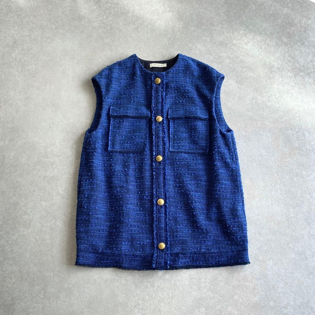 Demi-Luxe BEAMS カラー ツイード ジレ ベスト 金ボタン 日本製