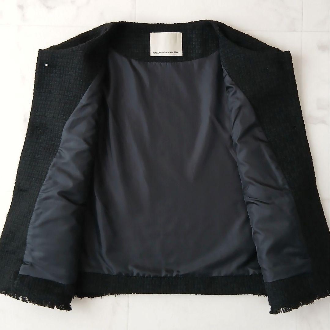 極美品 ガリャルダガランテ 洗える ツイード ショートベスト 金ボタン ブラック