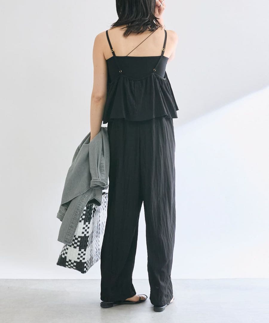 新品　RIVE DROITE フリルサロペット　リヴドロワ　ブラック