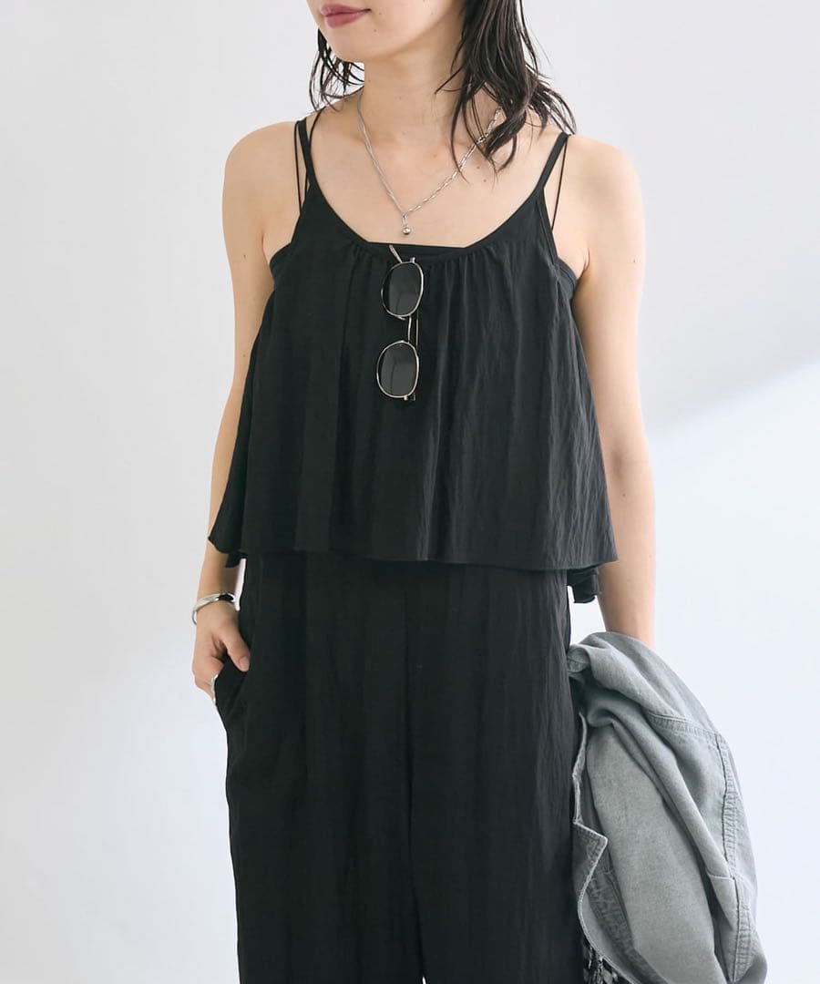 新品　RIVE DROITE フリルサロペット　リヴドロワ　ブラック