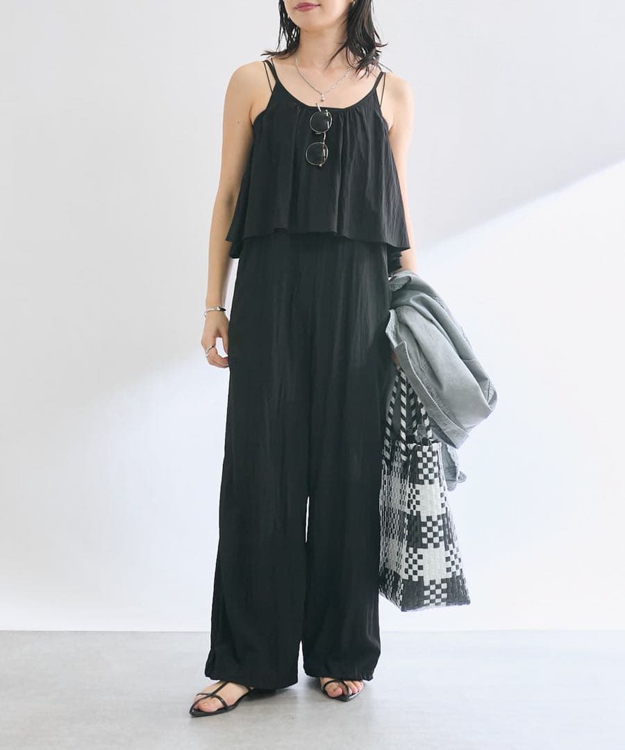 新品　RIVE DROITE フリルサロペット　リヴドロワ　ブラック