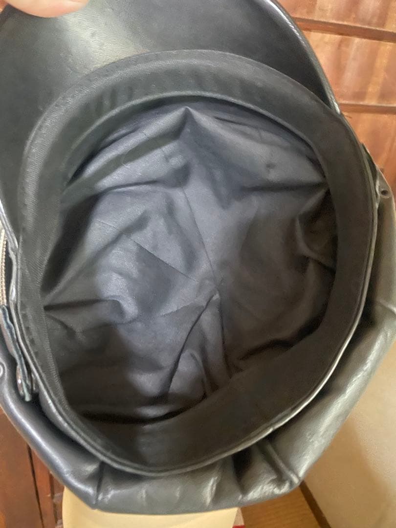 クリスチャンダダ　16SS 黒 レザー キャスケット メタル　マーロンブランド