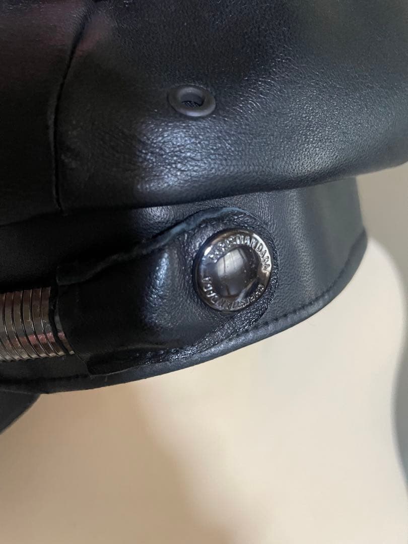 クリスチャンダダ　16SS 黒 レザー キャスケット メタル　マーロンブランド