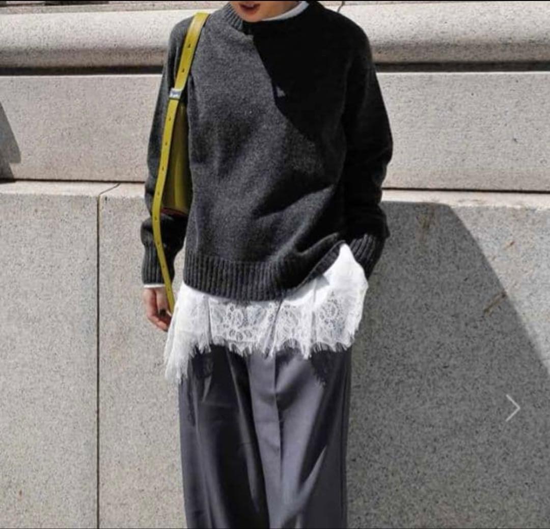 新品タグ付 MACHATT ヘムレースロンT ホワイト F