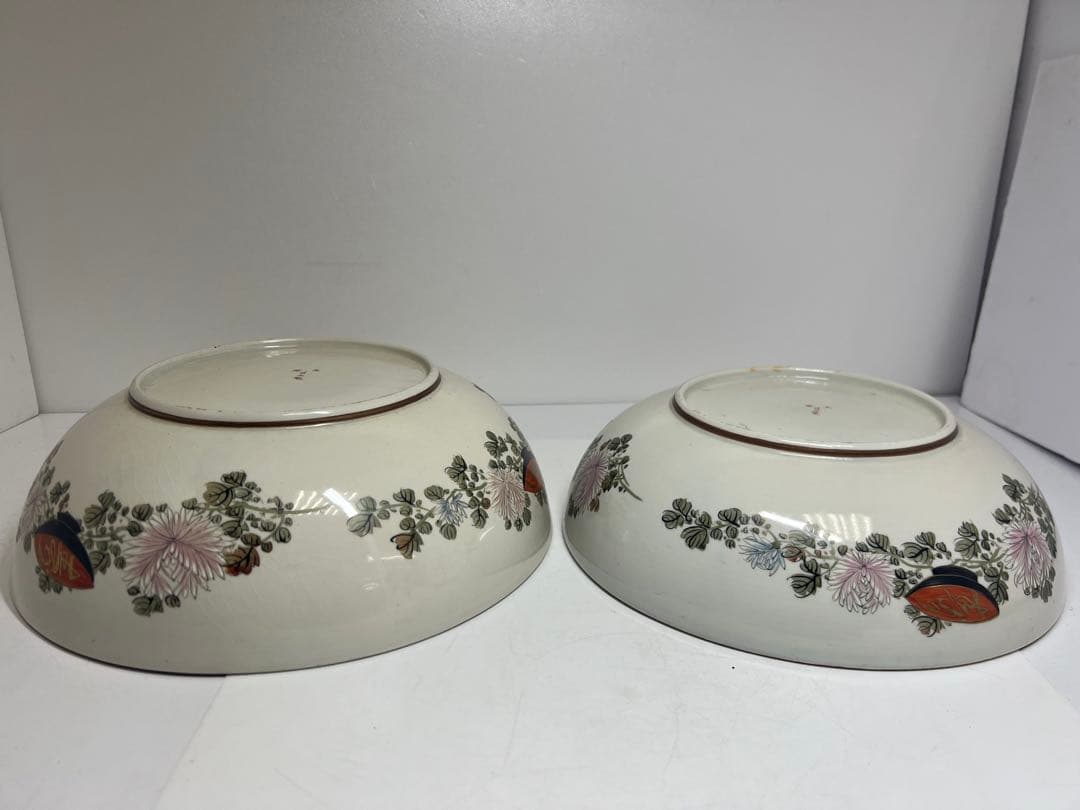 九谷焼　青粒大ミッ鉢　直径33/30/27cm 東K8-0202⑥