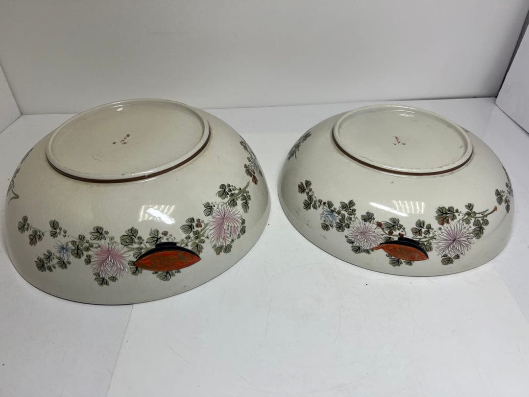 九谷焼　青粒大ミッ鉢　直径33/30/27cm 東K8-0202⑥