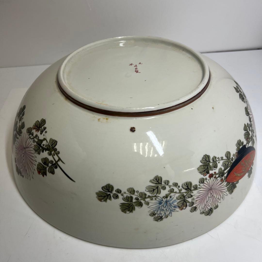 九谷焼　青粒大ミッ鉢　直径33/30/27cm 東K8-0202⑥