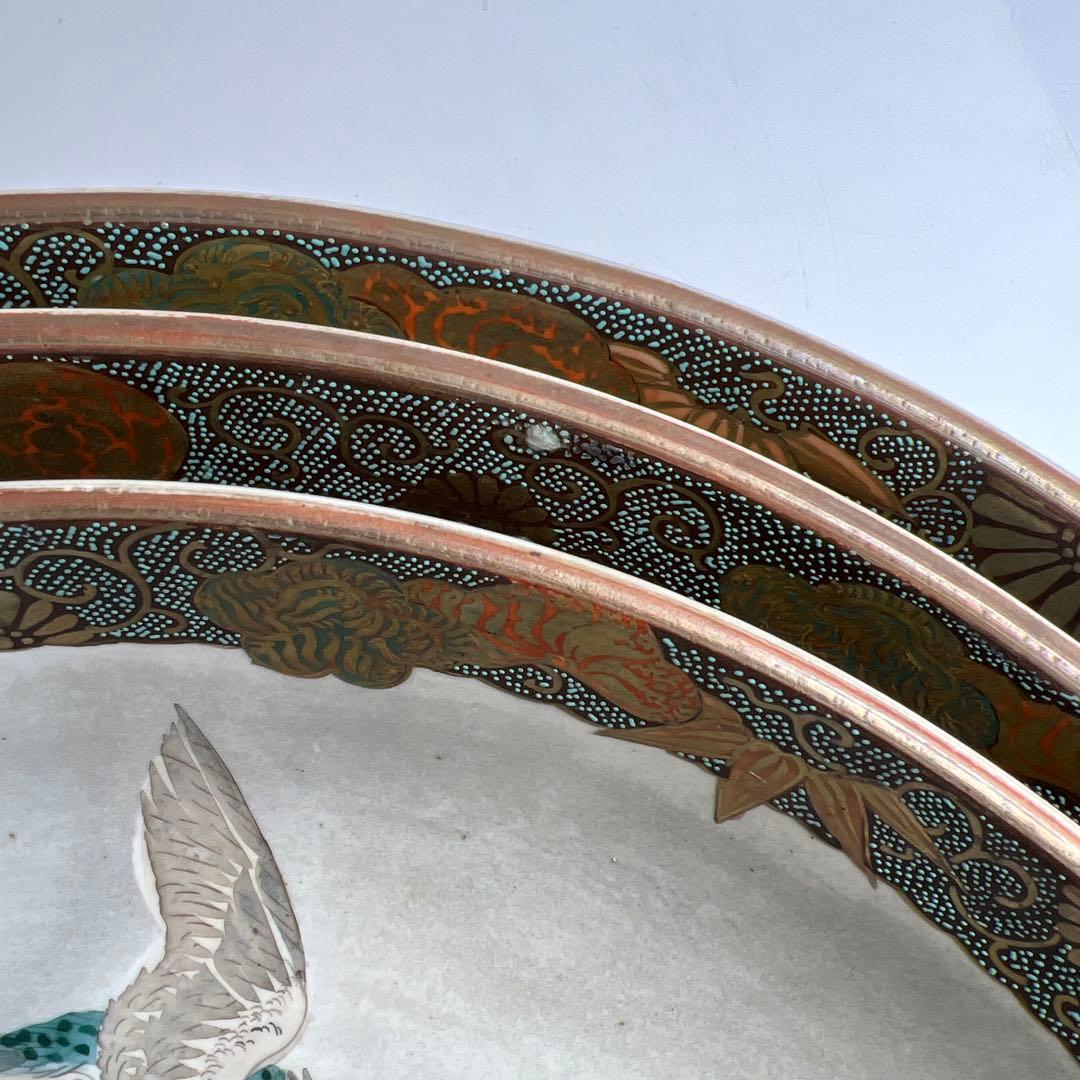 九谷焼　青粒大ミッ鉢　直径33/30/27cm 東K8-0202⑥