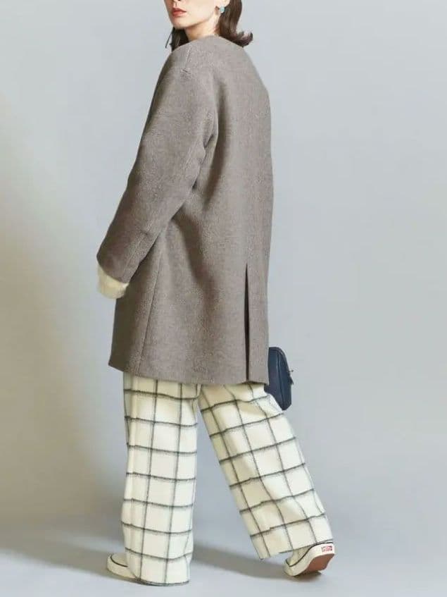 ユナイテッドアローズ　MANTECO ミドルノーカラーコート　MOCA　Sサイズ