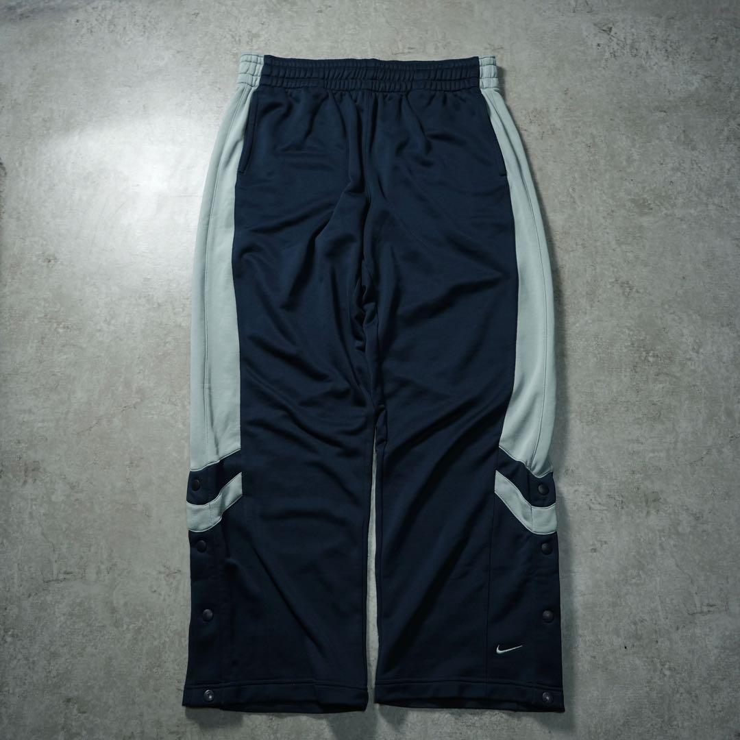00s NIKE バギートラックパンツ 極太 サイドスナップ 刺繍ロゴ y2k