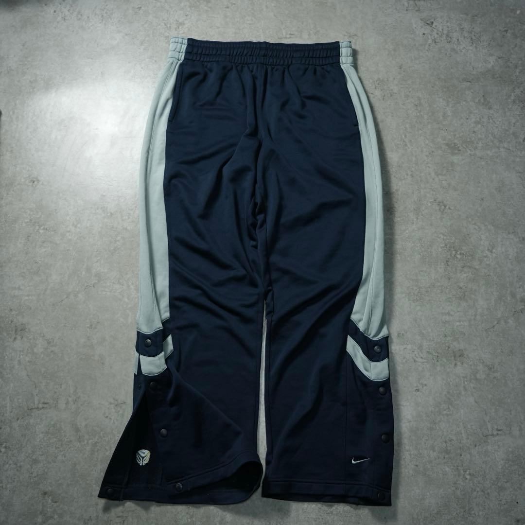 00s NIKE バギートラックパンツ 極太 サイドスナップ 刺繍ロゴ y2k