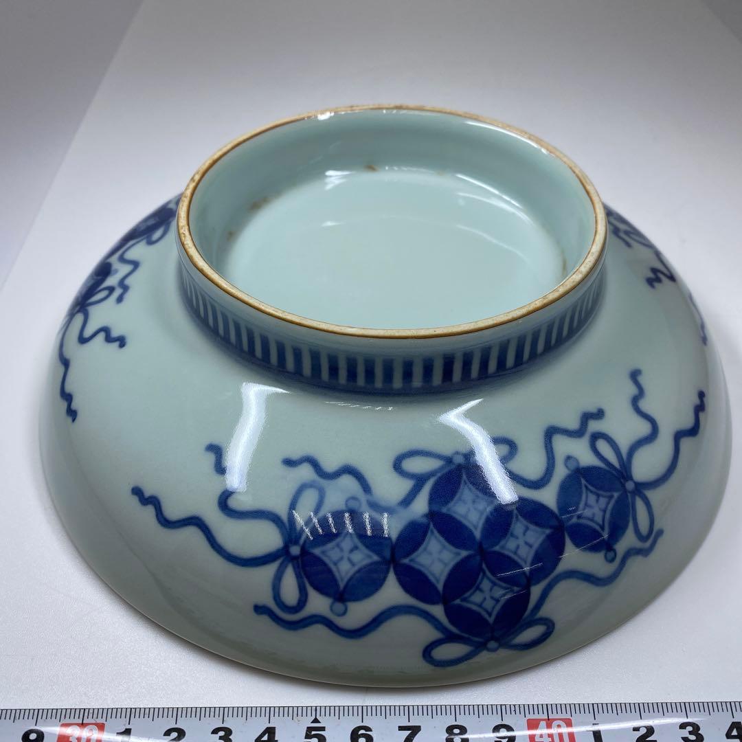 時代　鍋島焼　櫛目高台　七寸皿　共箱　直径21.4㎝　タサオ　東な7-0210①