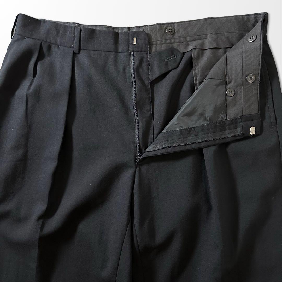ポロ ラルフローレン ウール 黒 スラックス W36 ブラック 古着　ワイド