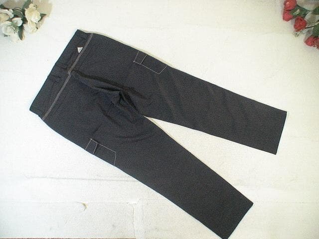 102065　アディダスゴルフ　メンズ　パンツ　黒ストライプ　W79