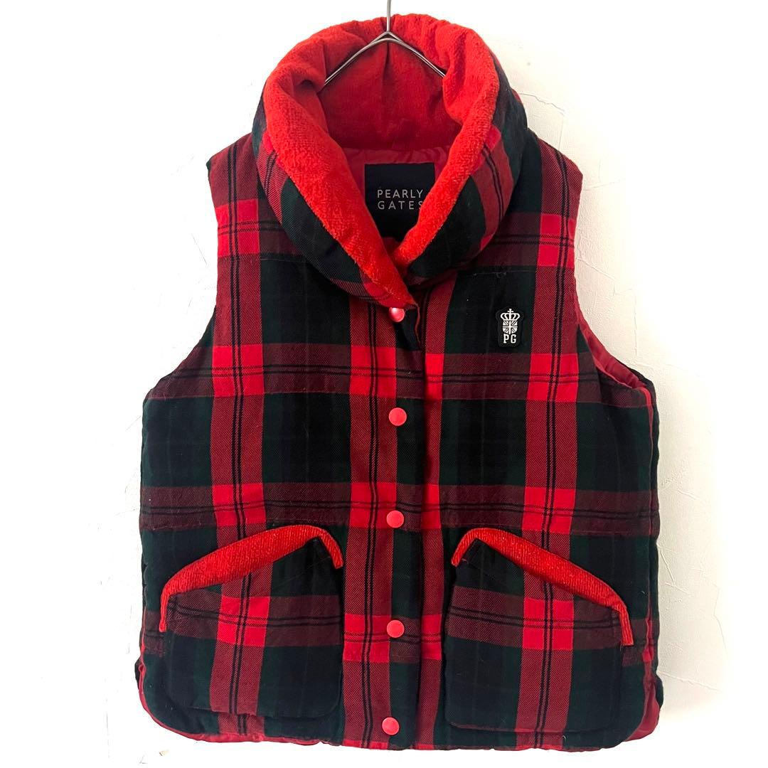 Pearly Gates パーリーゲイツ　チェック　ダウンベスト　ゴルフ　中綿入