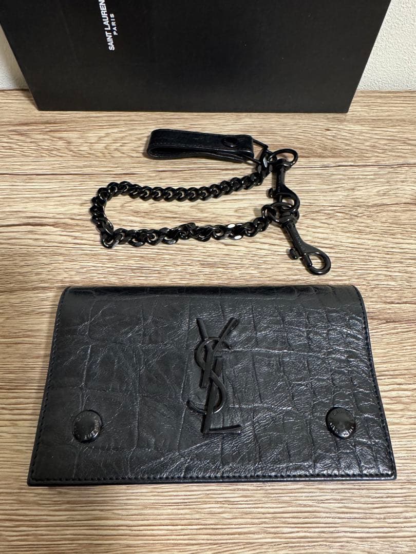 【希少 レア】SAINT LAURENT PARIS クロコダイル 財布 黒
