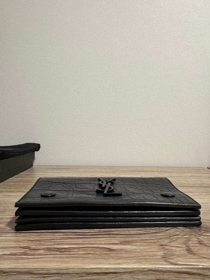 【希少 レア】SAINT LAURENT PARIS クロコダイル 財布 黒