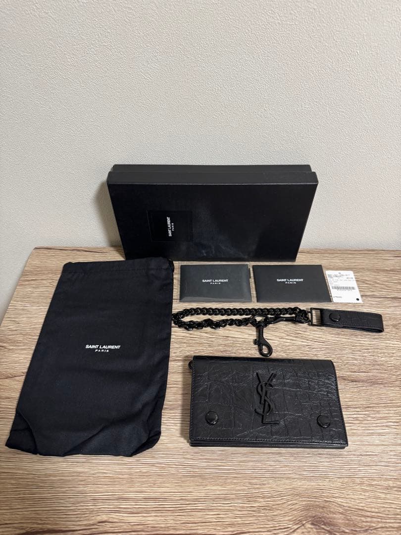 【希少 レア】SAINT LAURENT PARIS クロコダイル 財布 黒