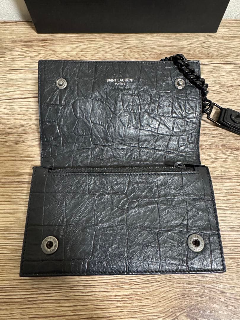【希少 レア】SAINT LAURENT PARIS クロコダイル 財布 黒