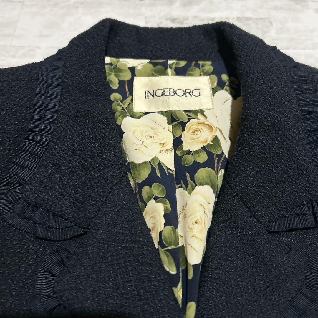 インゲボルグ　ピンクハウス期 金ボタン フリルジャケット 薔薇裏地 ヴィンテージ